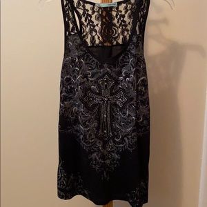 Black cross graphic tank